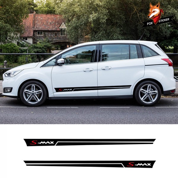 Car Vinyl Sticker Decals Racing Sport Auto Stickers Car Side Stripes Side Skirts Graphics For Ford S-MAX